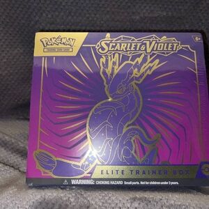 Pokemon Scarlet & Violet Trainer Box with Purple and Gold Accents